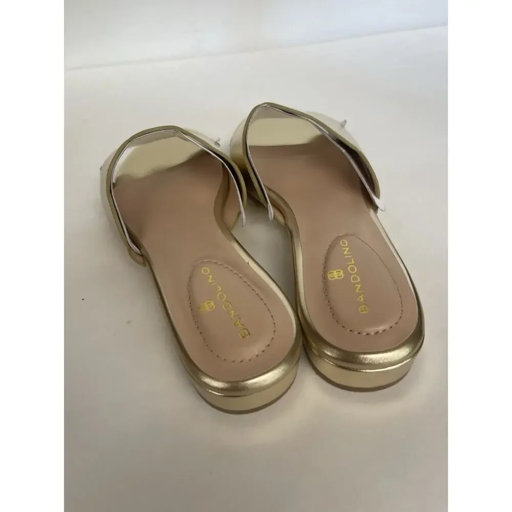 Bandolino Womens Kayla Slide Flat Sandals Shoes Platino Gold Size 6.5 M